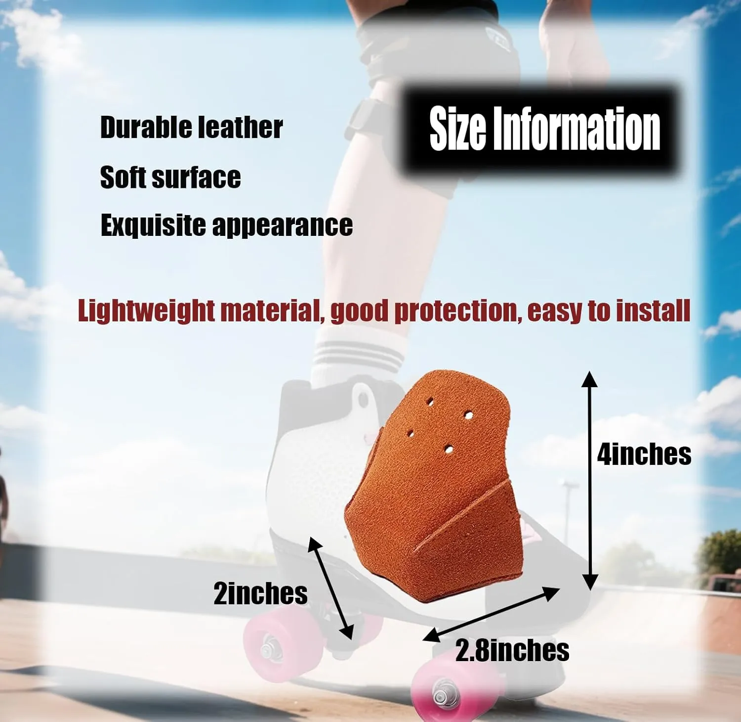 100% Real Cowhide | Toe Cap Guard Protectors | Roller Skate Derby Speed 1 Pair