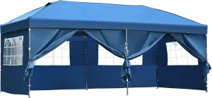 10x20 Pop Up Canopy with Sidewalls, Outdoor Canopy Tent Heavy Duty for Backyard, Wedding Party Tent for Parties with Wheeled Bag (Blue)