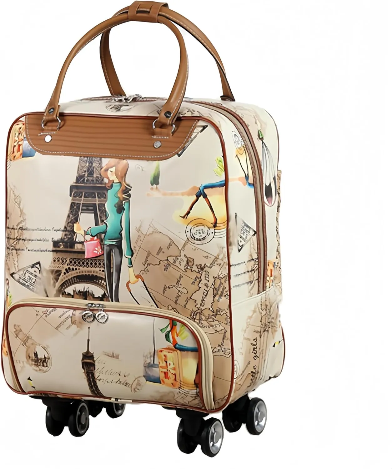 20" Rolling Duffel Bags for Travel with Universal Wheels and Telescoping Handle, Waterproof Oxford Fabric Spinner Carry-On Suitcase Wheeled Travel Luggage Portable for Short Trip Airplanes Boarding, S