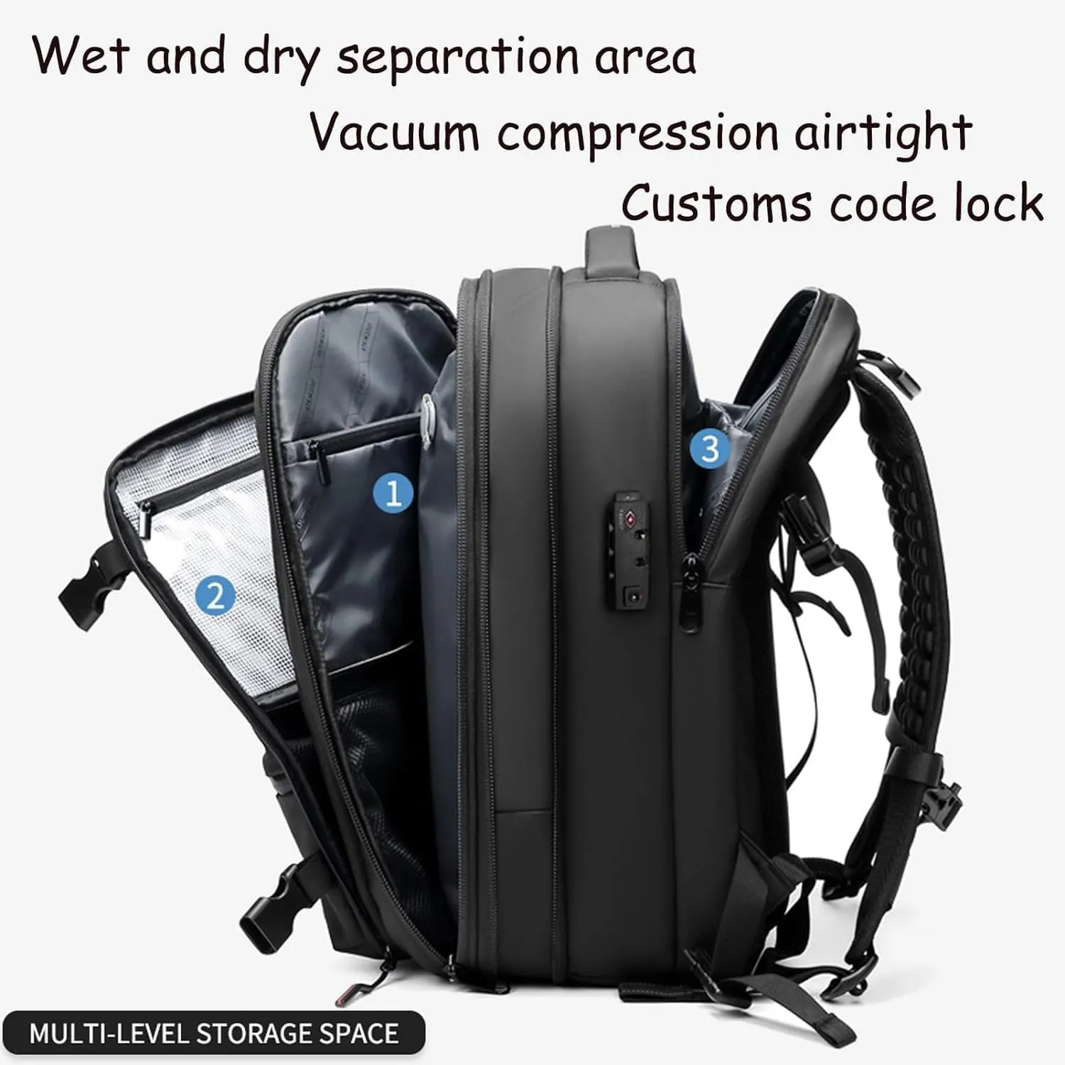 Aeropack Backpack, Aeropack Vacuum Compression Backpack, 2025 60l Expandable Backpack with Vacuum Compression (Black 2.0, Bag)