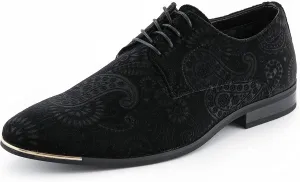 Amali Chadwick, Mens Dress Shoes - Lace Up Oxford Shoes for Men - Tuxedo Shoes, Paisley Pattern, Metal Tip, Mens Designer Shoes