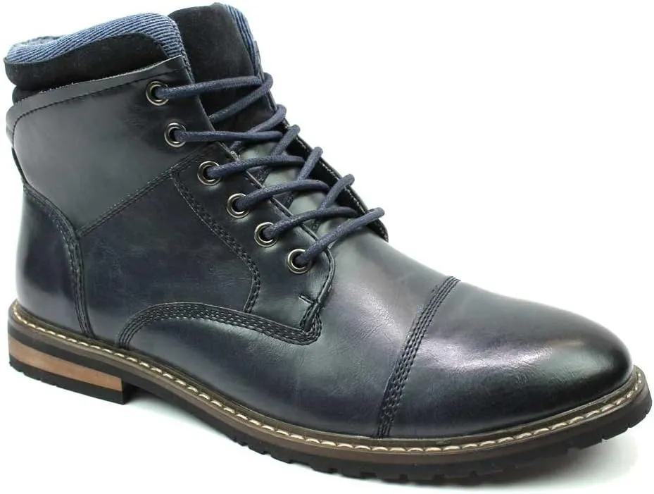 AZAR MAN Mens Ankle Boot Cap Toe Derby Modern Lace Up Round Toe