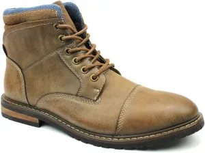 AZAR MAN Mens Ankle Boot Cap Toe Derby Modern Lace Up Round Toe