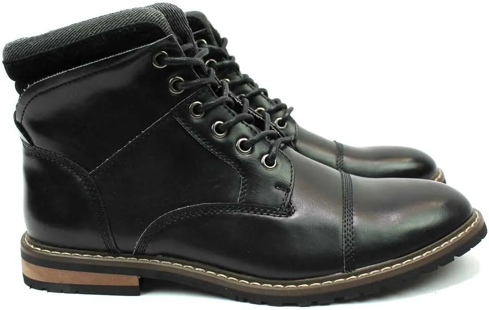 AZAR MAN Mens Ankle Boot Cap Toe Derby Modern Lace Up Round Toe