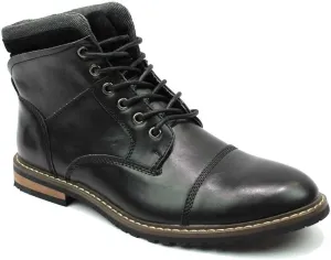 AZAR MAN Mens Ankle Boot Cap Toe Derby Modern Lace Up Round Toe