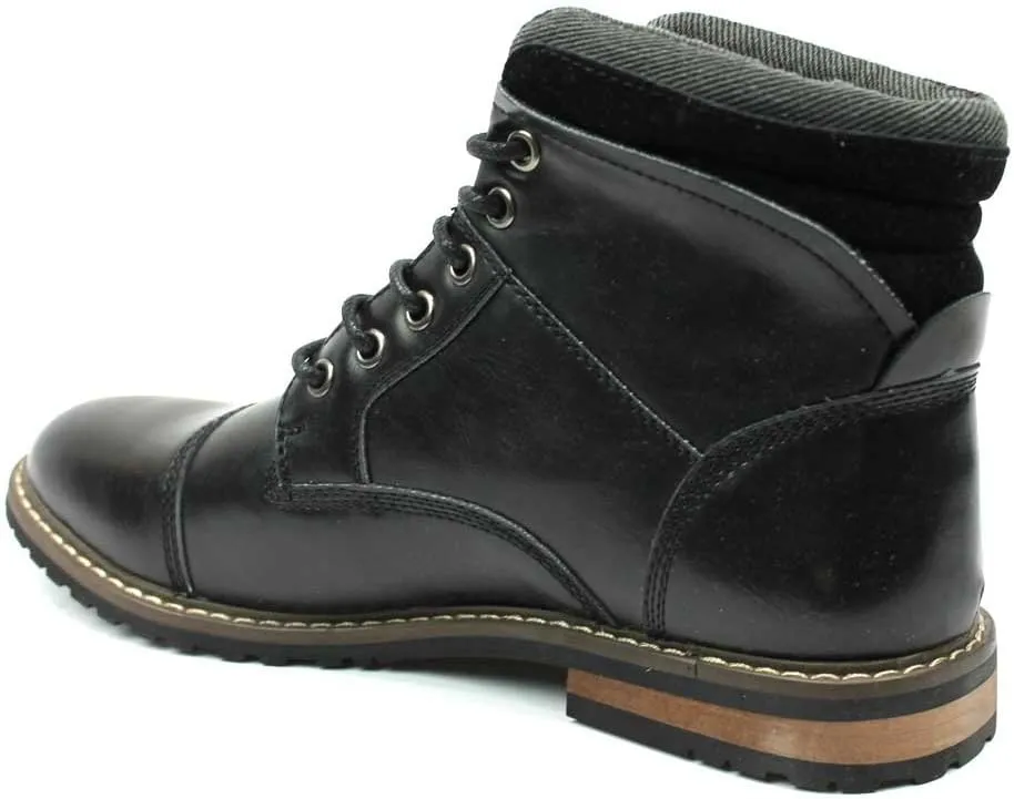 AZAR MAN Mens Ankle Boot Cap Toe Derby Modern Lace Up Round Toe