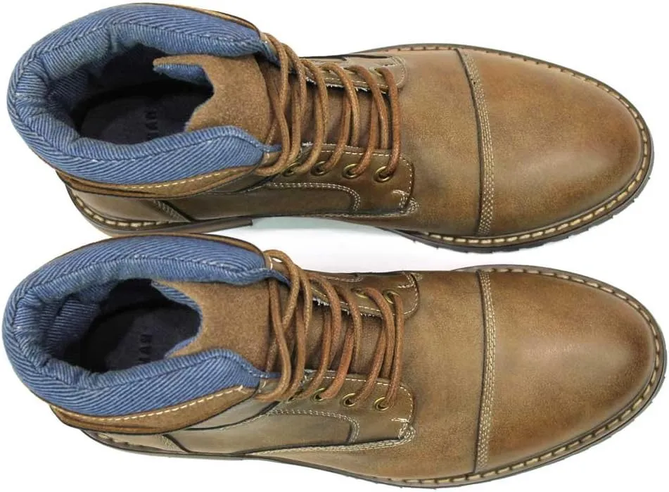 AZAR MAN Mens Ankle Boot Cap Toe Derby Modern Lace Up Round Toe