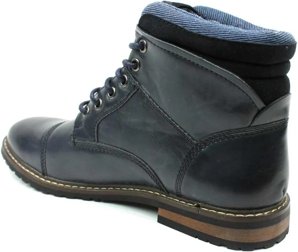 AZAR MAN Mens Ankle Boot Cap Toe Derby Modern Lace Up Round Toe