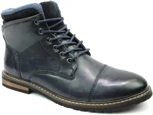 AZAR MAN Mens Ankle Boot Cap Toe Derby Modern Lace Up Round Toe