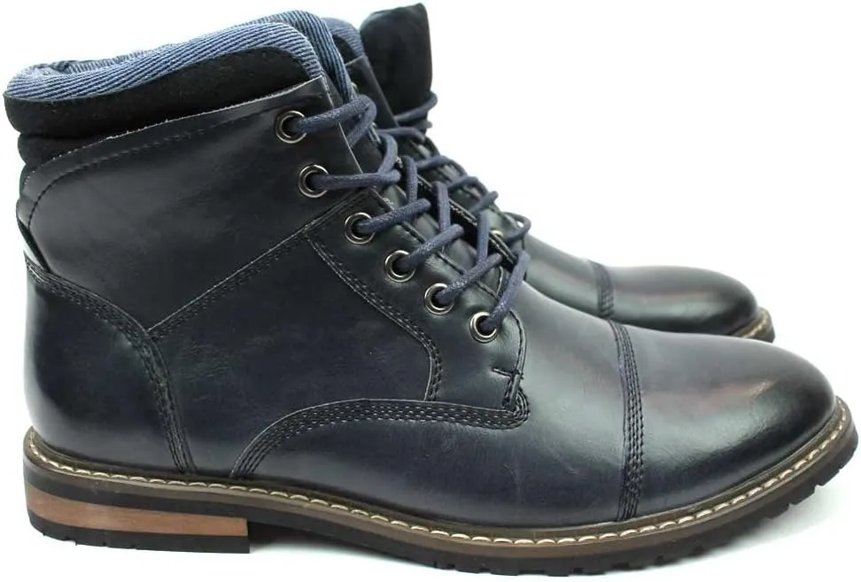 AZAR MAN Mens Ankle Boot Cap Toe Derby Modern Lace Up Round Toe