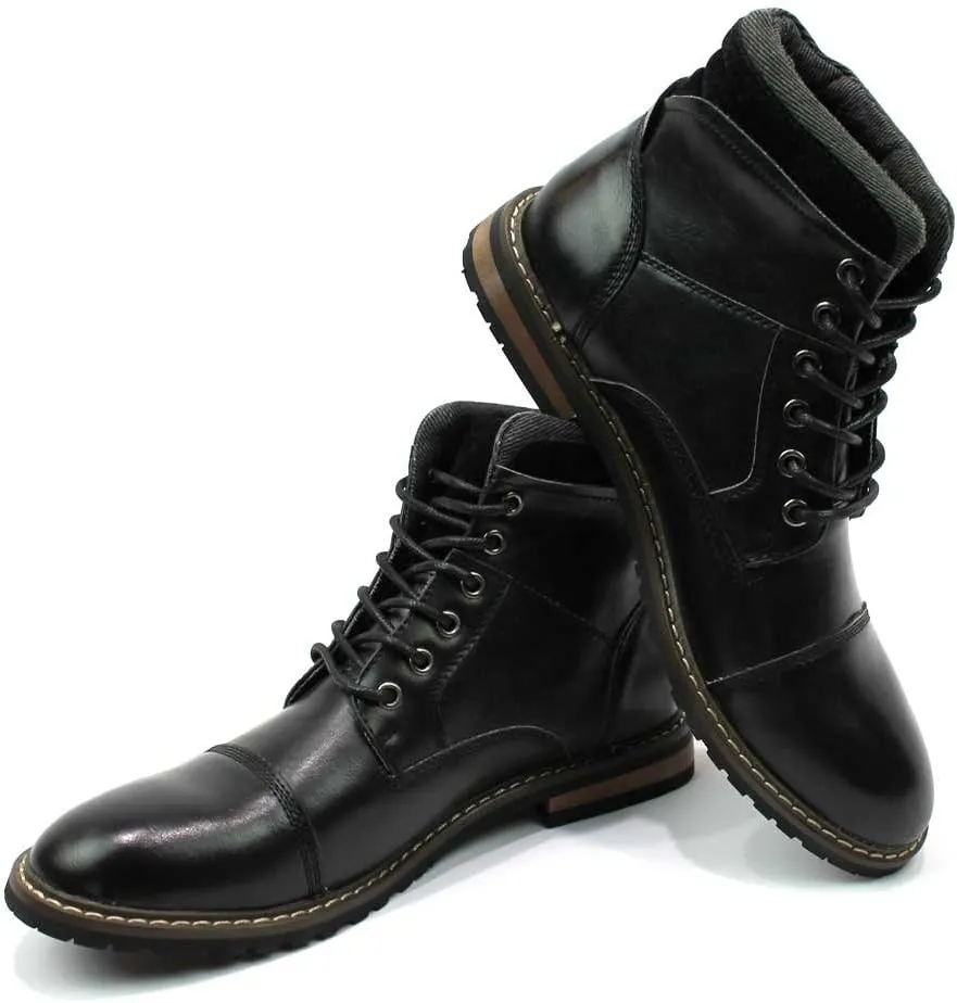 AZAR MAN Mens Ankle Boot Cap Toe Derby Modern Lace Up Round Toe