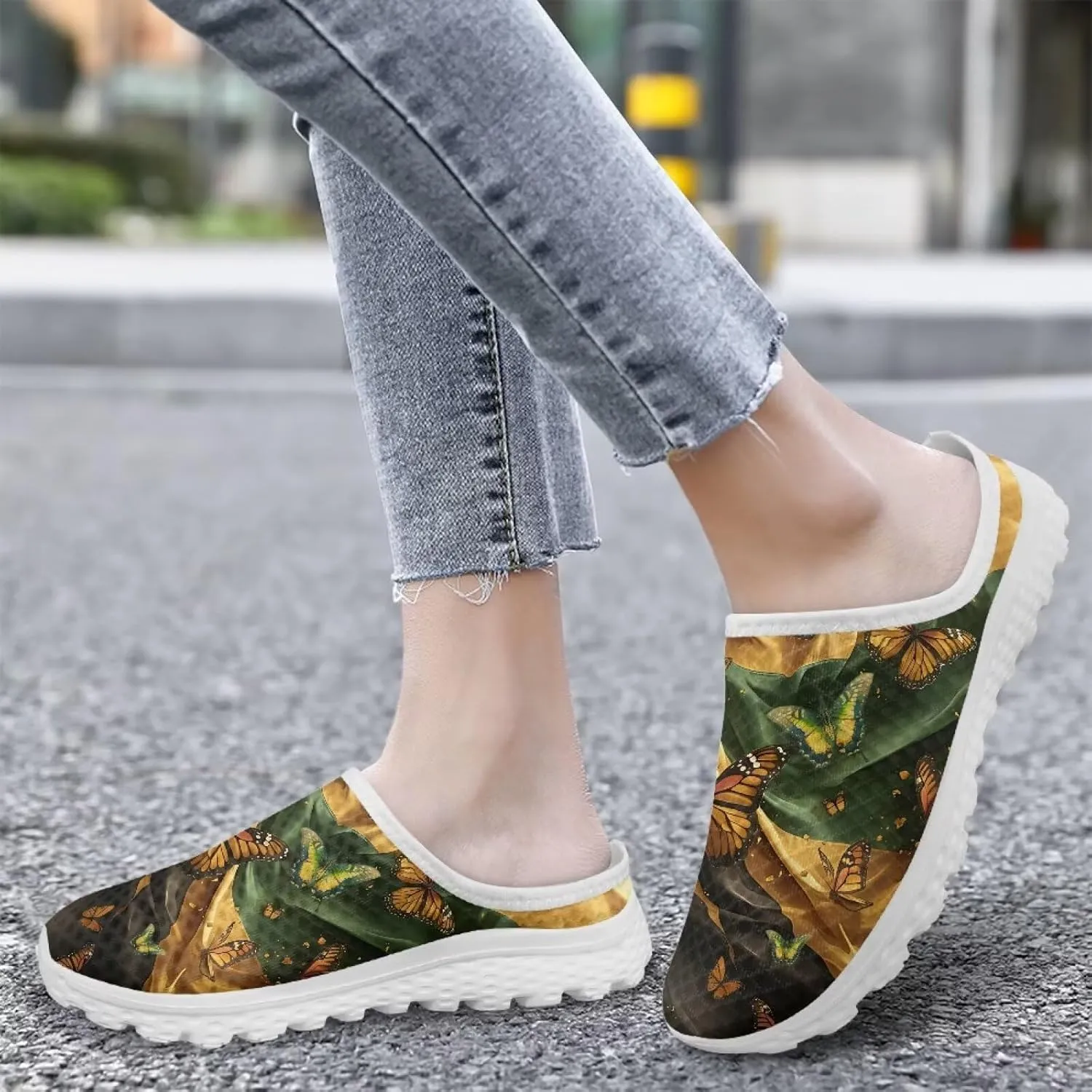 Backless Mesh Mule Shoes for Women - Breathable, Lightweight, Non-Slip, Easy On-Off for Walking and Parties