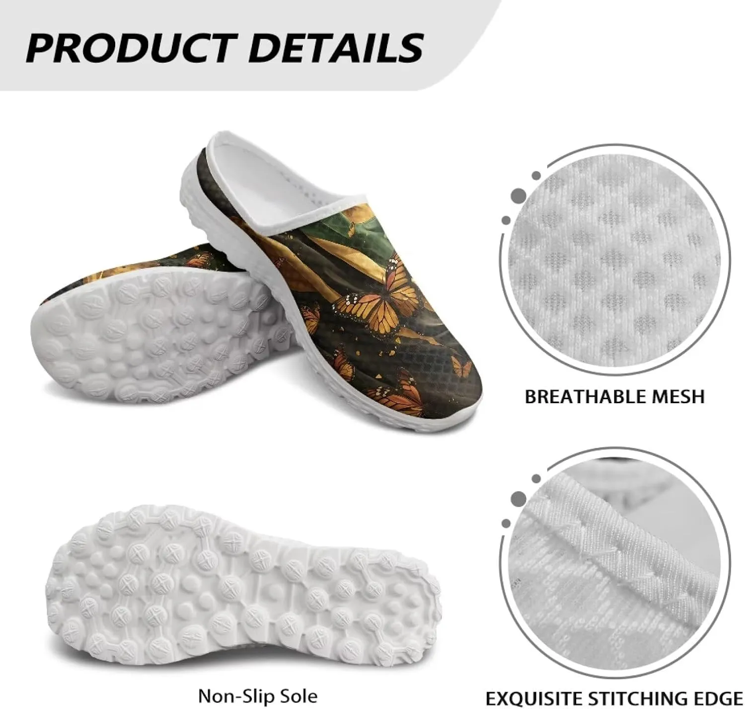 Backless Mesh Mule Shoes for Women - Breathable, Lightweight, Non-Slip, Easy On-Off for Walking and Parties