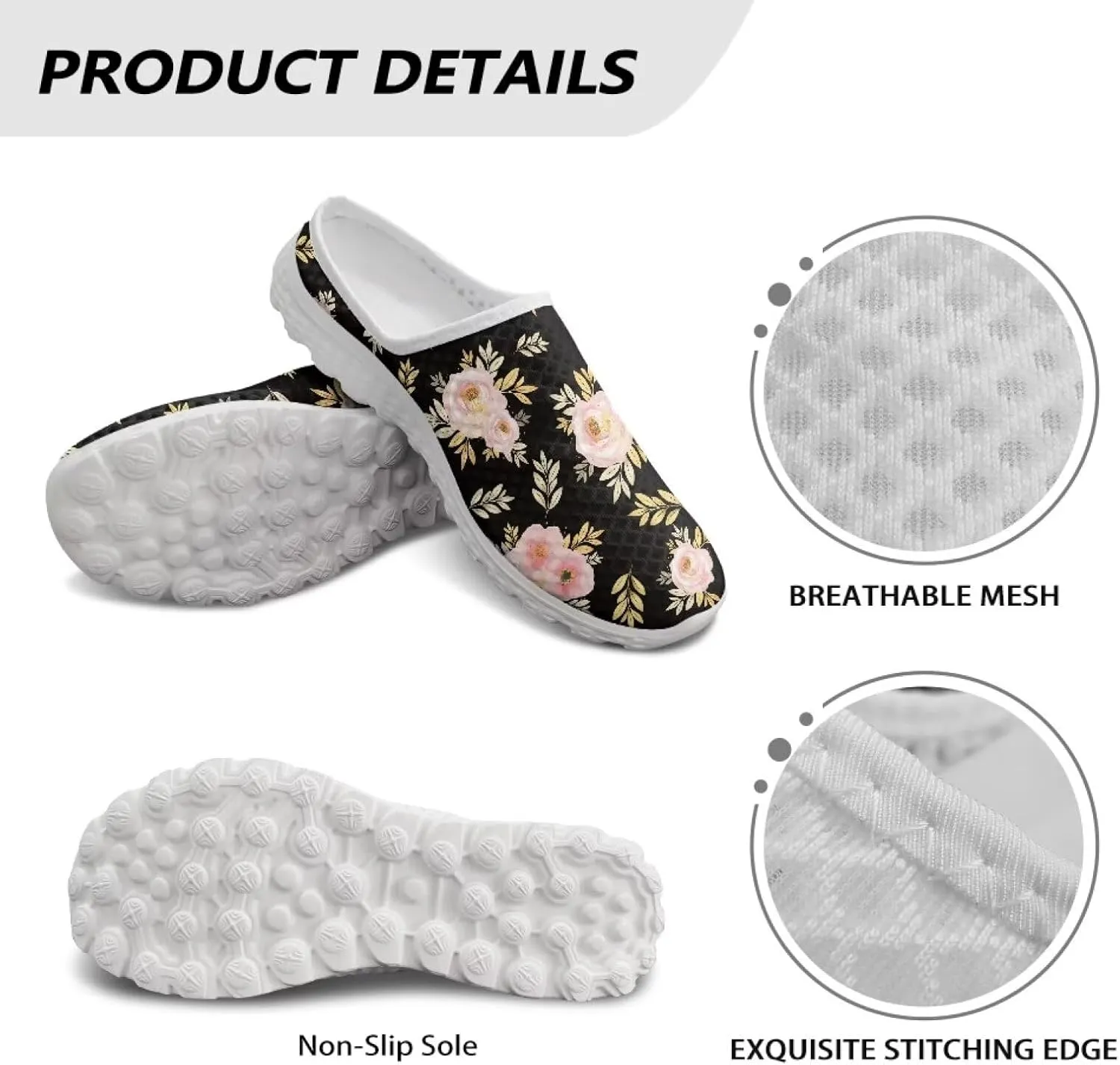 Backless Mesh Mule Shoes for Women Summer Light Breathable Shoe, Non-Slip, Easy Wear for Walking and Parties