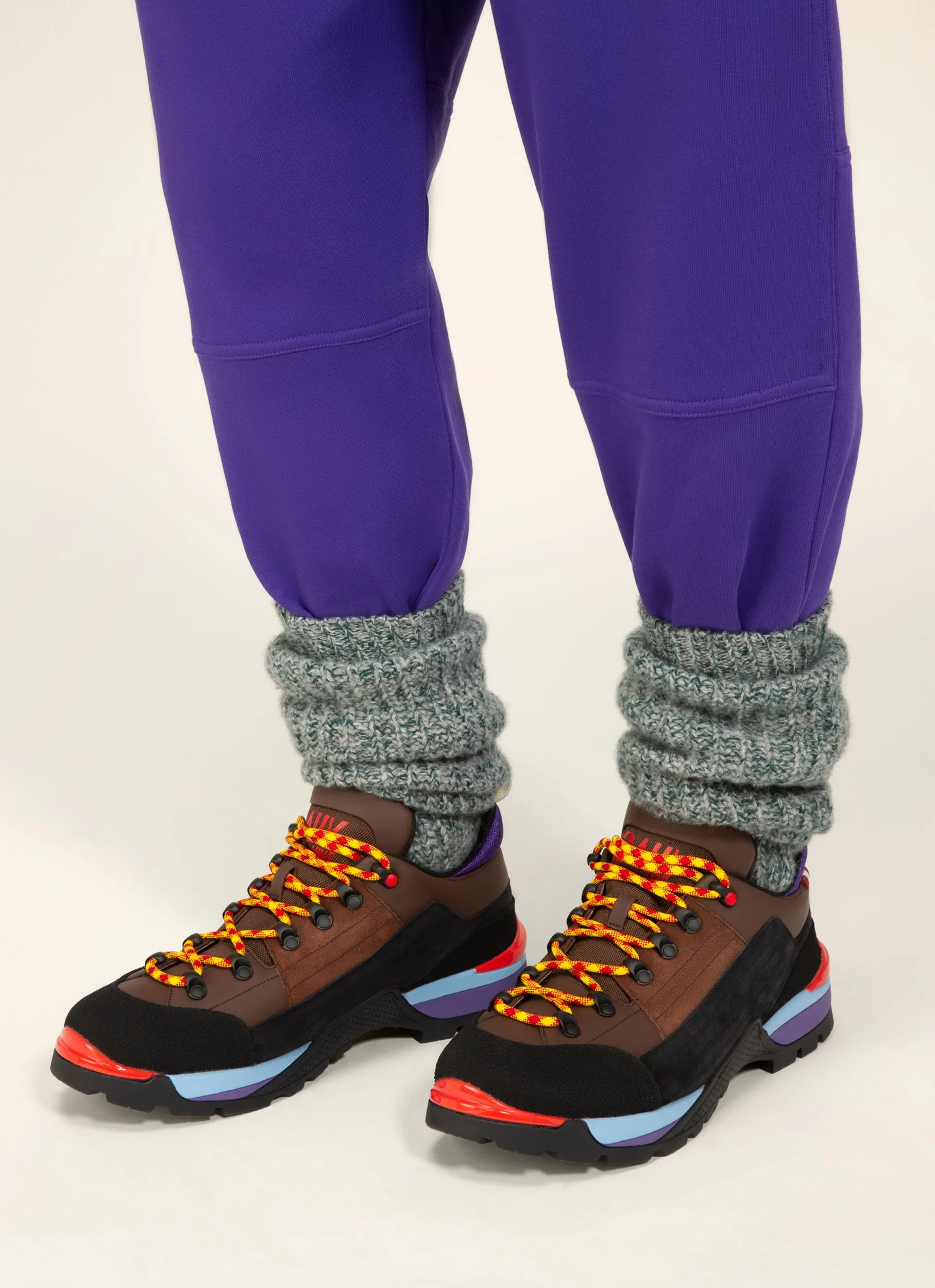 Bally Hike Boot in Multicolor Rubber-Coated Leather and Suede