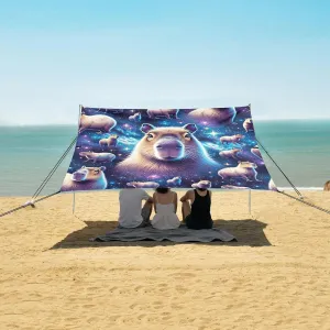 Beach Shade Tent with UPF50  UV Protection,Abstract Capybara Galaxy Lightweight Camping Sun Shelter for Outdoor,Camping Trips, Fishing, Backyard,Picnics,Easy Set Up and Carry 9x10.5 FT