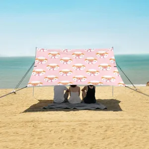 Beach Shade Tent with UPF50  UV Protection,Cute Sheep with Pink Bows Lightweight Camping Sun Shelter for Outdoor,Camping Trips, Fishing, Backyard,Picnics,Easy Set Up and Carry 9x10.5 FT