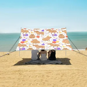 Beach Shade Tent with UPF50  UV Protection,Funny Festive Capybaras Lightweight Camping Sun Shelter for Outdoor,Camping Trips, Fishing, Backyard,Picnics,Easy Set Up and Carry 9x10.5 FT
