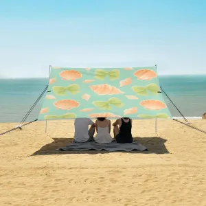 Beach Shade Tent with UPF50  UV Protection,Green Bows and Shell Lightweight Camping Sun Shelter for Outdoor,Camping Trips, Fishing, Backyard,Picnics,Easy Set Up and Carry 9x10.5 FT