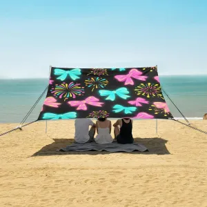 Beach Shade Tent with UPF50  UV Protection,Luminous Bows Fireworks Lightweight Camping Sun Shelter for Outdoor,Camping Trips, Fishing, Backyard,Picnics,Easy Set Up and Carry 9x10.5 FT