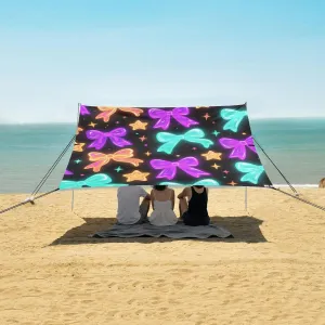 Beach Shade Tent with UPF50  UV Protection,Luminous Bows Stars Lightweight Camping Sun Shelter for Outdoor,Camping Trips, Fishing, Backyard,Picnics,Easy Set Up and Carry 9x10.5 FT