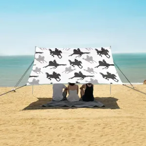Beach Shade Tent with UPF50  UV Protection,Silhouettes Of Sports Horses Riders Lightweight Camping Sun Shelter for Outdoor,Camping Trips, Fishing, Backyard,Picnics,Easy Set Up and Carry 9x10.5 F