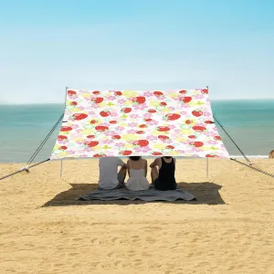Beach Shade Tent with UPF50  UV Protection,Strawberry Butterfly Flower Lightweight Camping Sun Shelter for Outdoor,Camping Trips, Fishing, Backyard,Picnics,Easy Set Up and Carry 9x10.5 FT