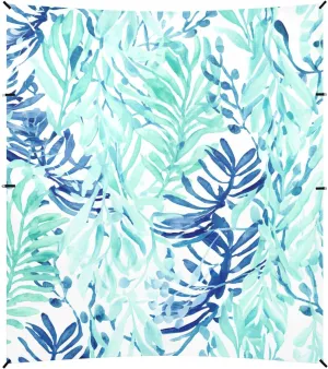 Beach Tent Canopy Outdoor Patio Sun Shade Floral Travel Camping Sun Shelter with Anchor Poles Easy up Sunshade 9.2 × 10.5 FT Watercolor Blue Turquoise Leaves