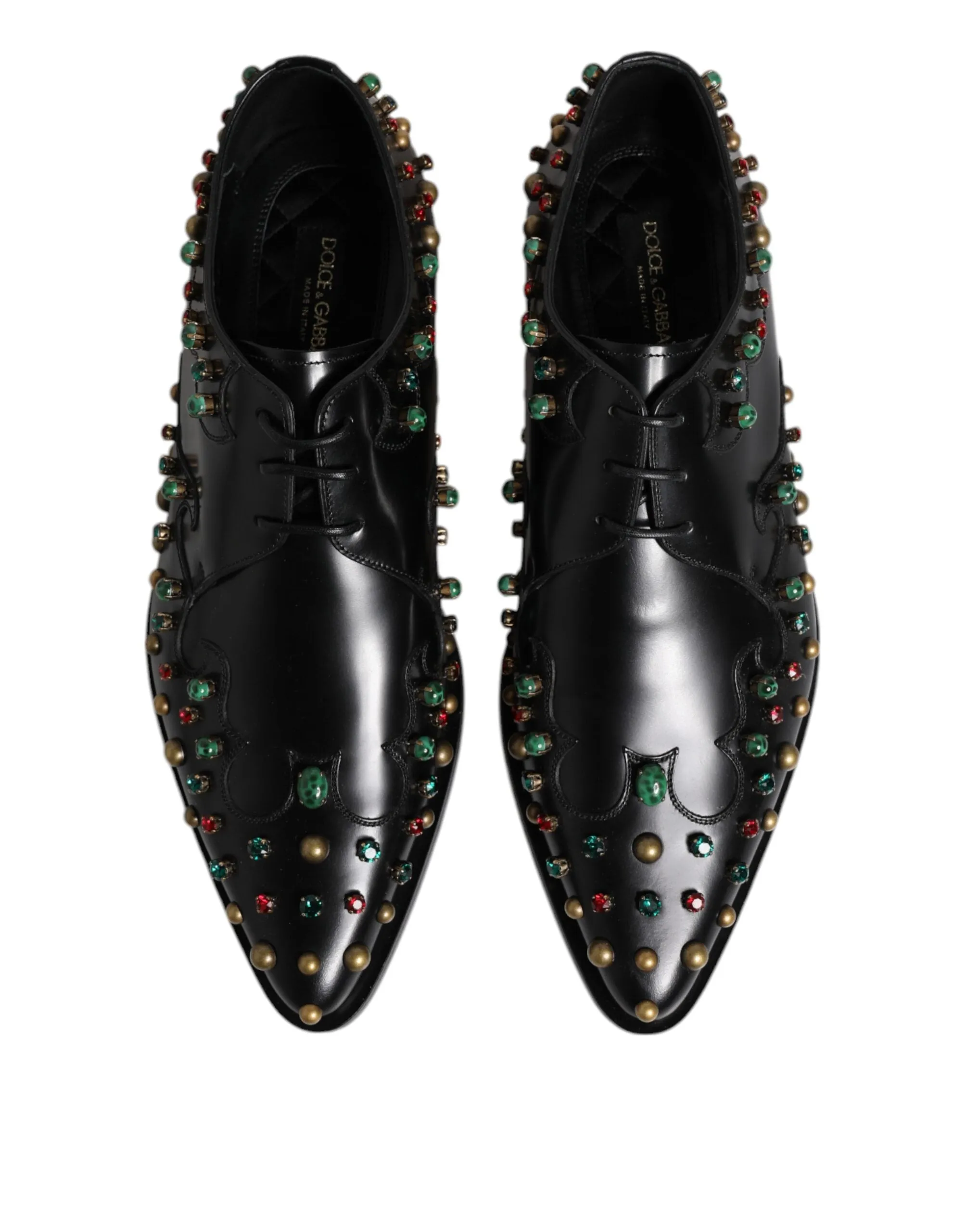 Black Elegant Gabbana Leather & Studded Only today Derby Dolce Shoes Dress