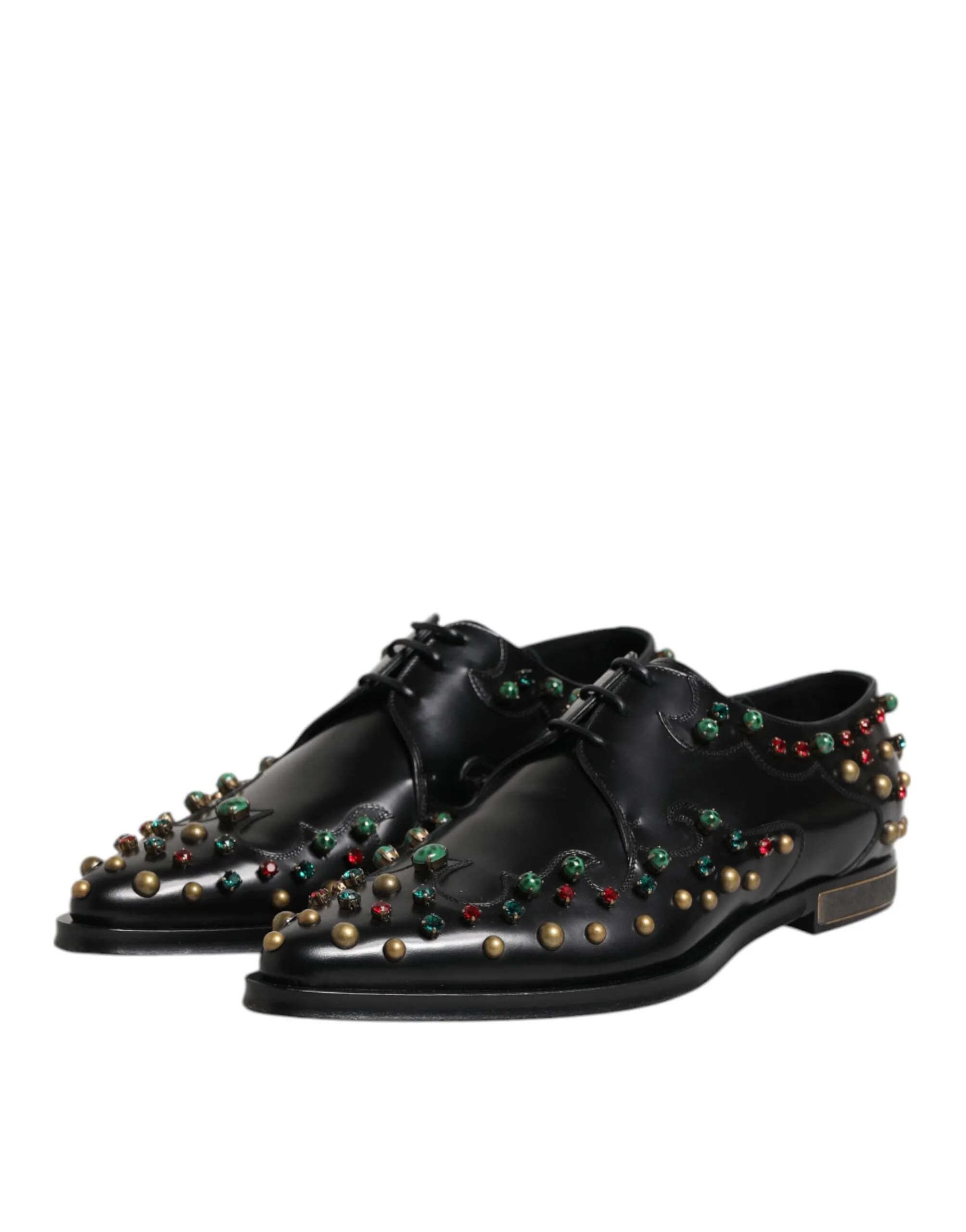 Black Elegant Gabbana Leather & Studded Only today Derby Dolce Shoes Dress