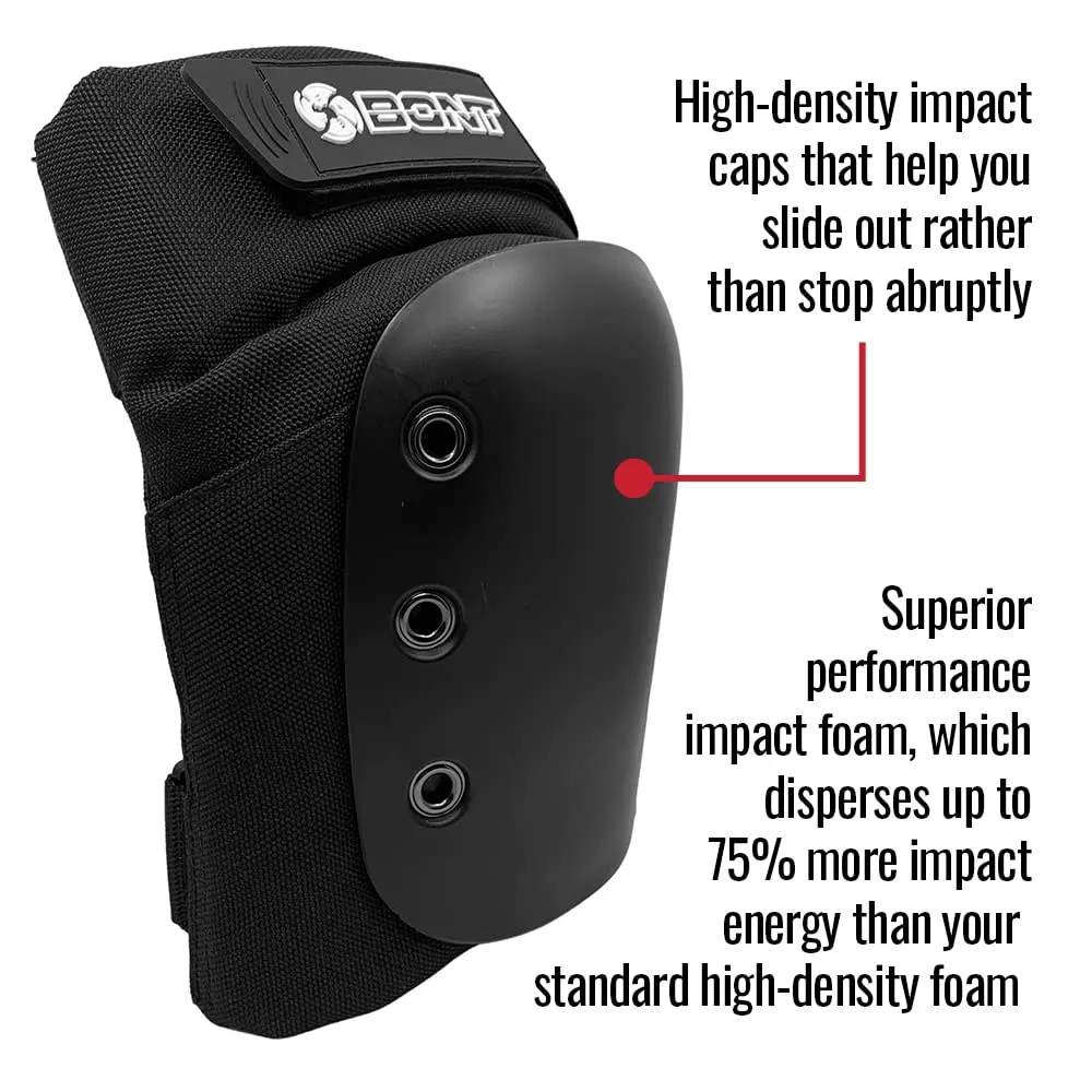 Bont Adult PRO Knee Skate Pads Protection for Inline skate, Roller Derby, Roller Skate, Park Skate, Ice Skate, Skateboard, Scooter (Medium)