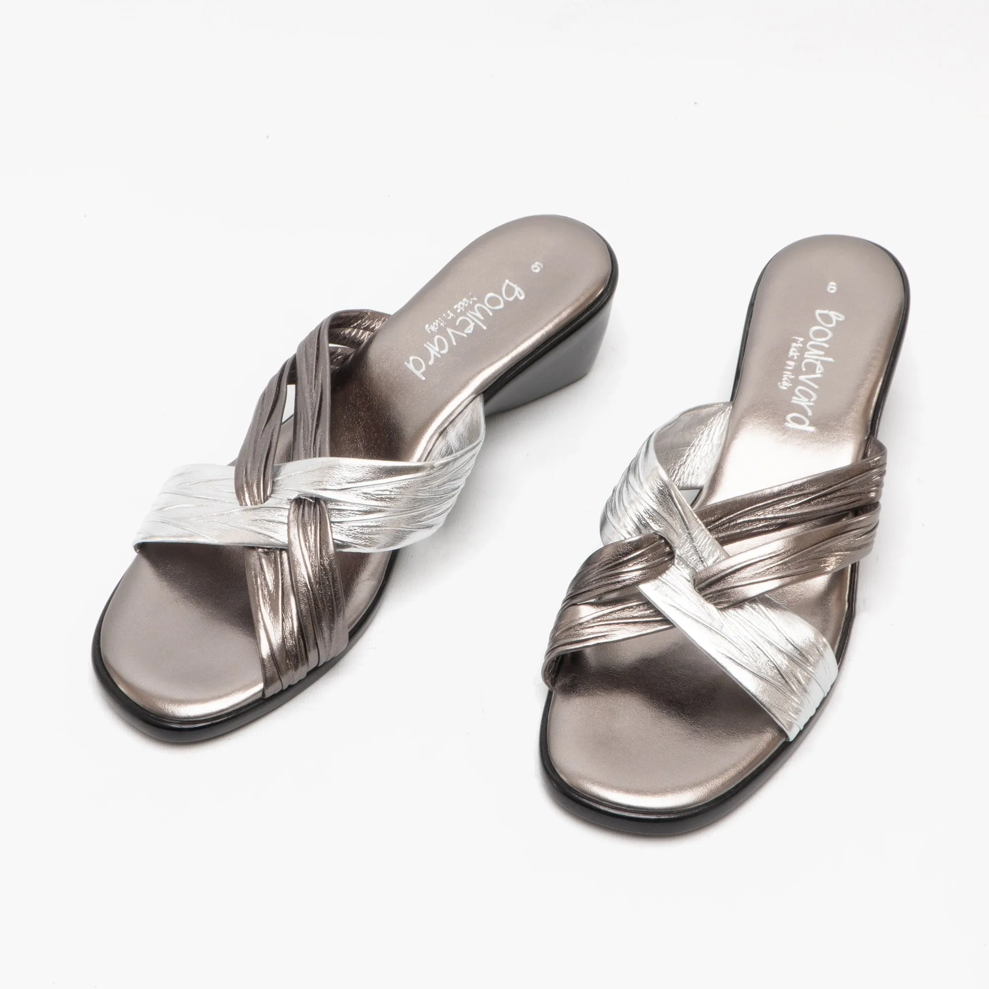Boulevard KALEIGH Womens Heeled Slip On Mule Sandals Pewter