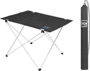 BOX & BOX Fabric Folding Table Portable with Travel Bag, Folding Camping Table, Outdoor Table, Foldable Table for Camp, Beach, Picnic, Camping Gear, Kitchen Table for 4 People, 29x21.6x19 in, Black