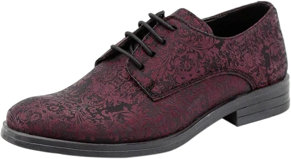 Boys Oxford Paisley Pattern Lace Up Formal Wedding Prom Dress Shoes