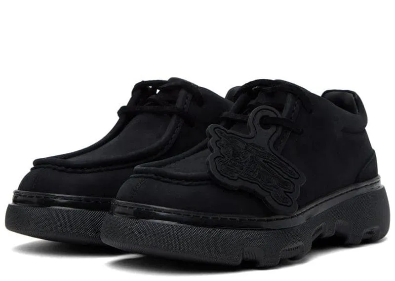 Burberry Lace-Up Suede Derby Shoes Black