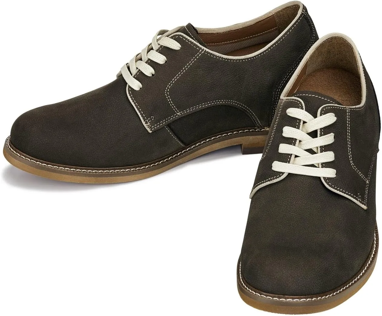 CALTO Men's Invisible Height Increasing Elevator Shoes - Sardine Grey Lace-up Premium Leather Casual Derby - 3 Inches Taller - J1311 - Size 9 D(M) US
