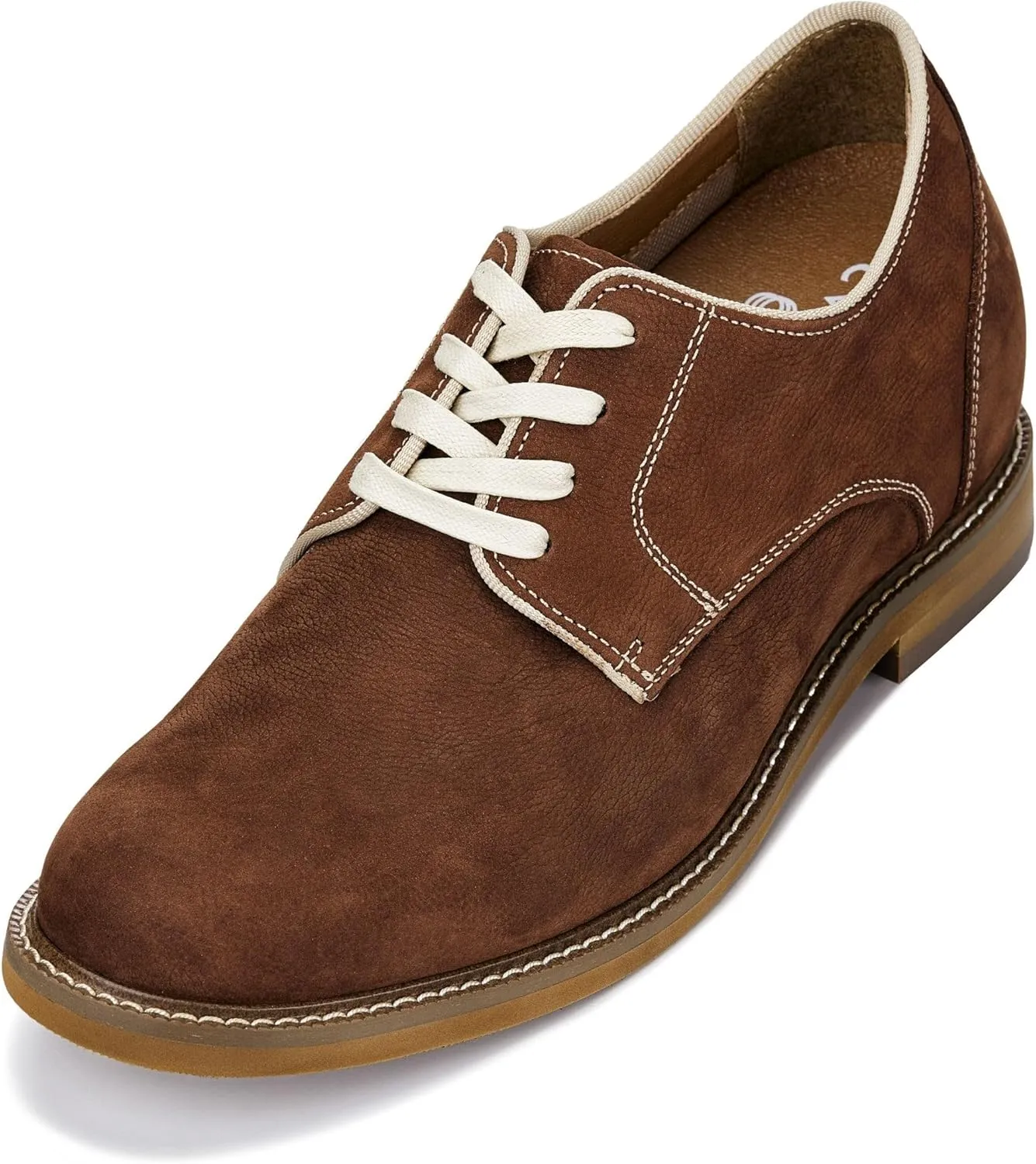CALTO Men's Invisible Height Increasing Elevator Shoes - Terracotta Brown Lace-up Premium Leather Casual Derby - 3 Inches Taller - J1313 - Size 9 D(M) US