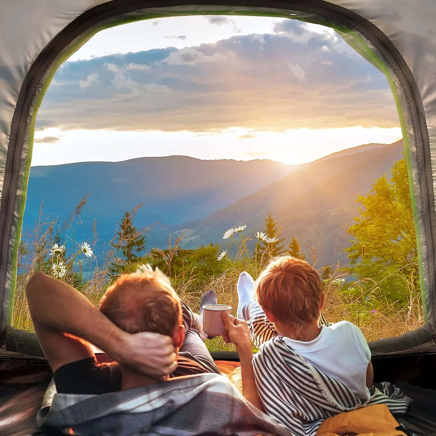 Camping Tents for 3-4 Person Waterproof, Pop Up Instant Family Tent with Windproof Ropes Anti-UV, Ultralight Blackout Lightweight Tent