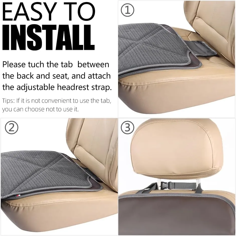 Car Seat Protector Leather Waterproof Child Safety Seat Protector Cover with Thick Pad and 2 Large Pockets Durable Kick Mat for All Auto Seat (Brown)