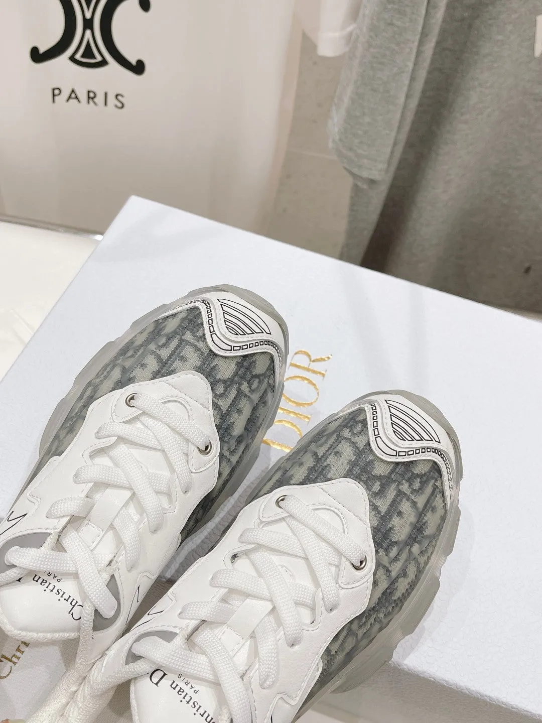 CD Vibe Sneaker White Black Polyester Mesh Fabric And Oblique Jacquard Fabric
