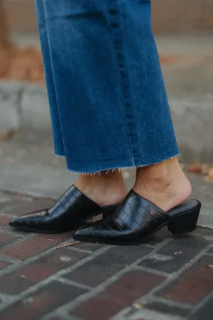 Cellia in Black Embossed Croc by Chocolat Blu