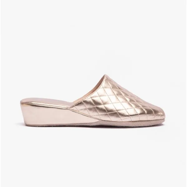 Chaleur FRANCESCA Womens Mule Slippers Gold