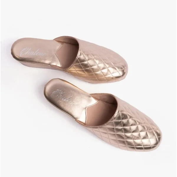 Chaleur FRANCESCA Womens Mule Slippers Gold