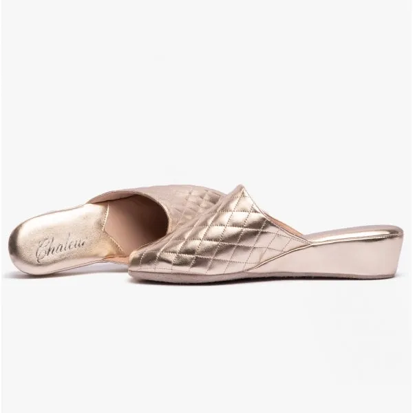 Chaleur FRANCESCA Womens Mule Slippers Gold
