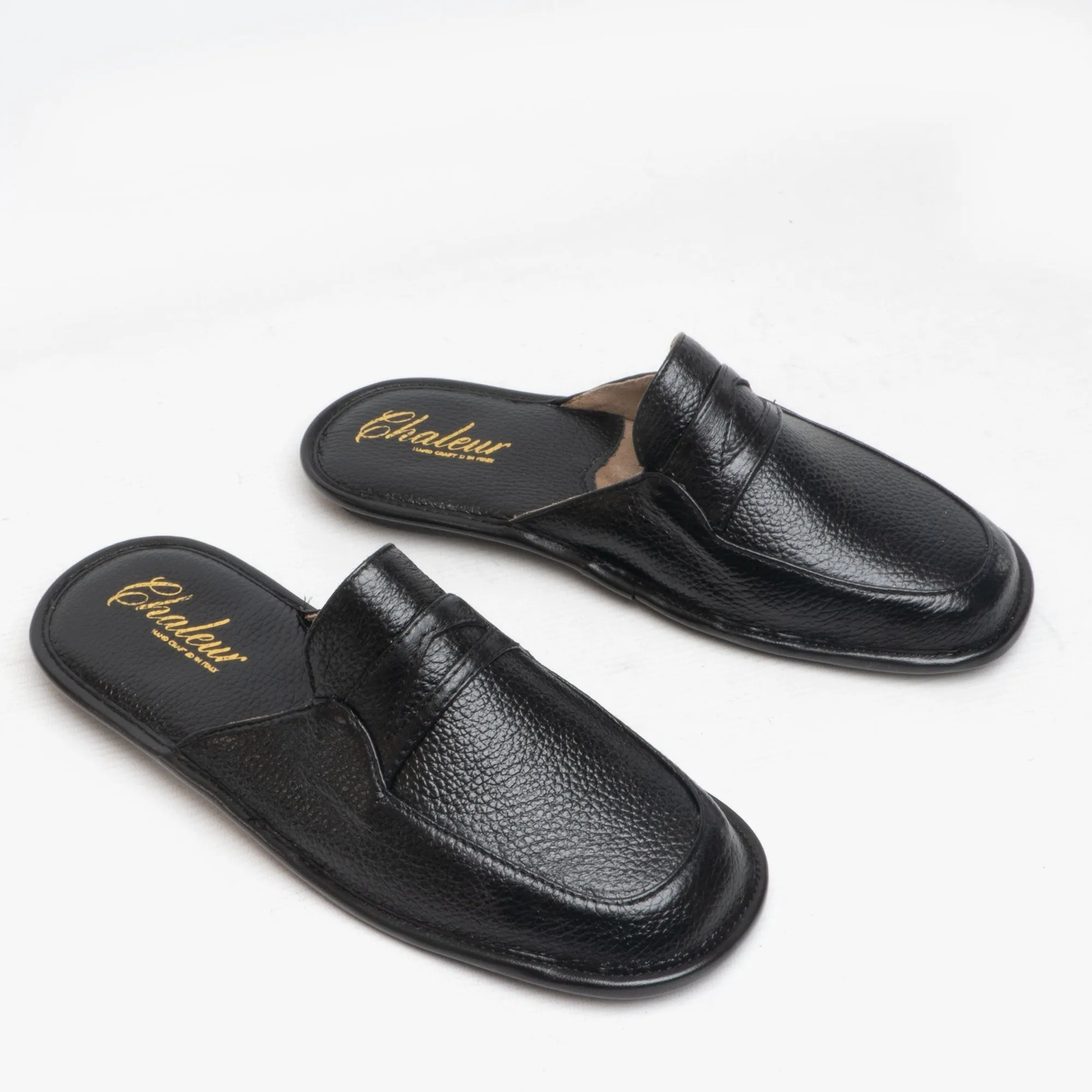 Chaleur MARCO Mens Milled Leather Mules Black