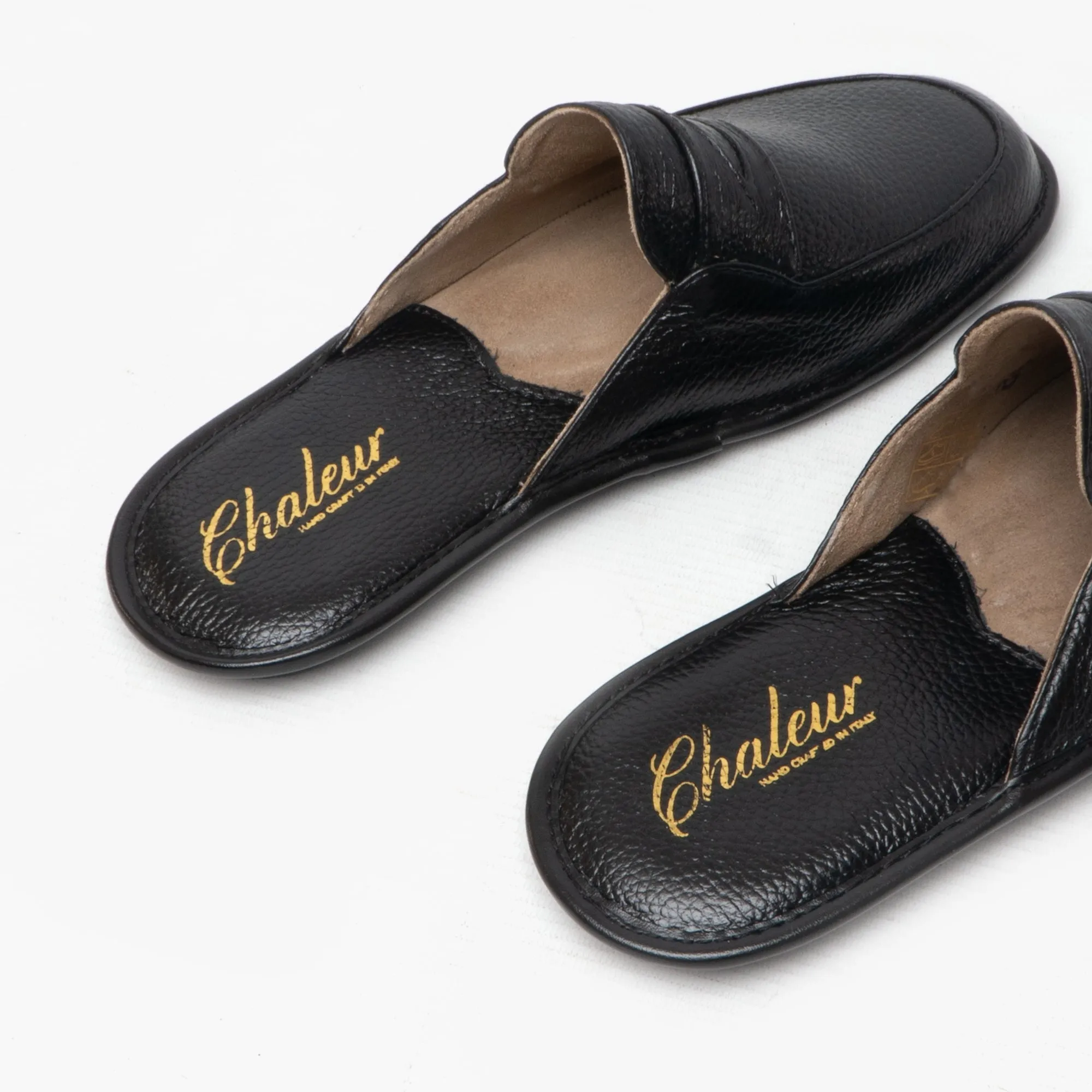 Chaleur MARCO Mens Milled Leather Mules Black