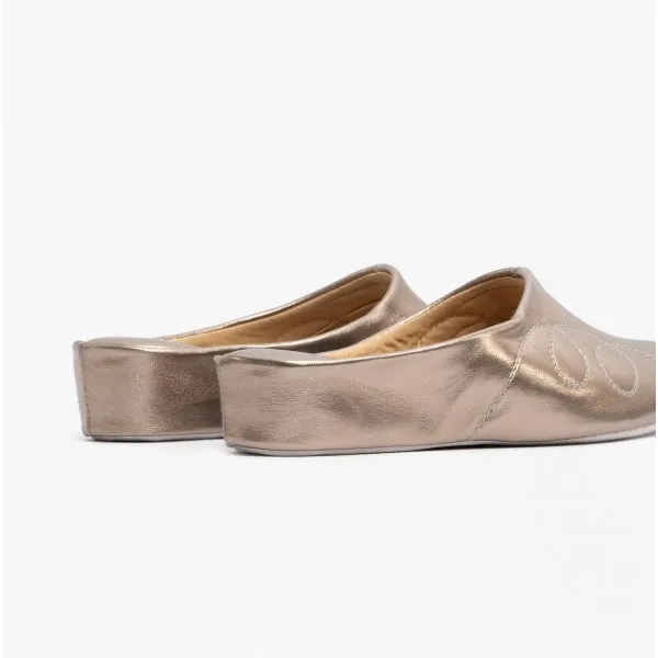Cincasa Menorca MAHON Womens Leather Mule Slippers Pewter