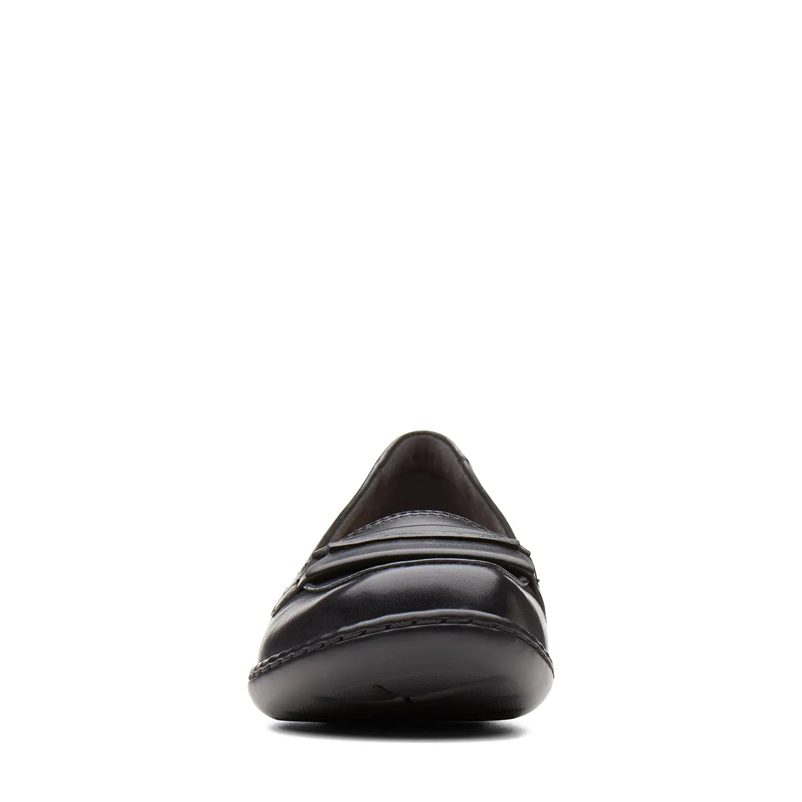 Clarks Women's Ashland Lily Loafer, Black Leather, 9.5 Narrow