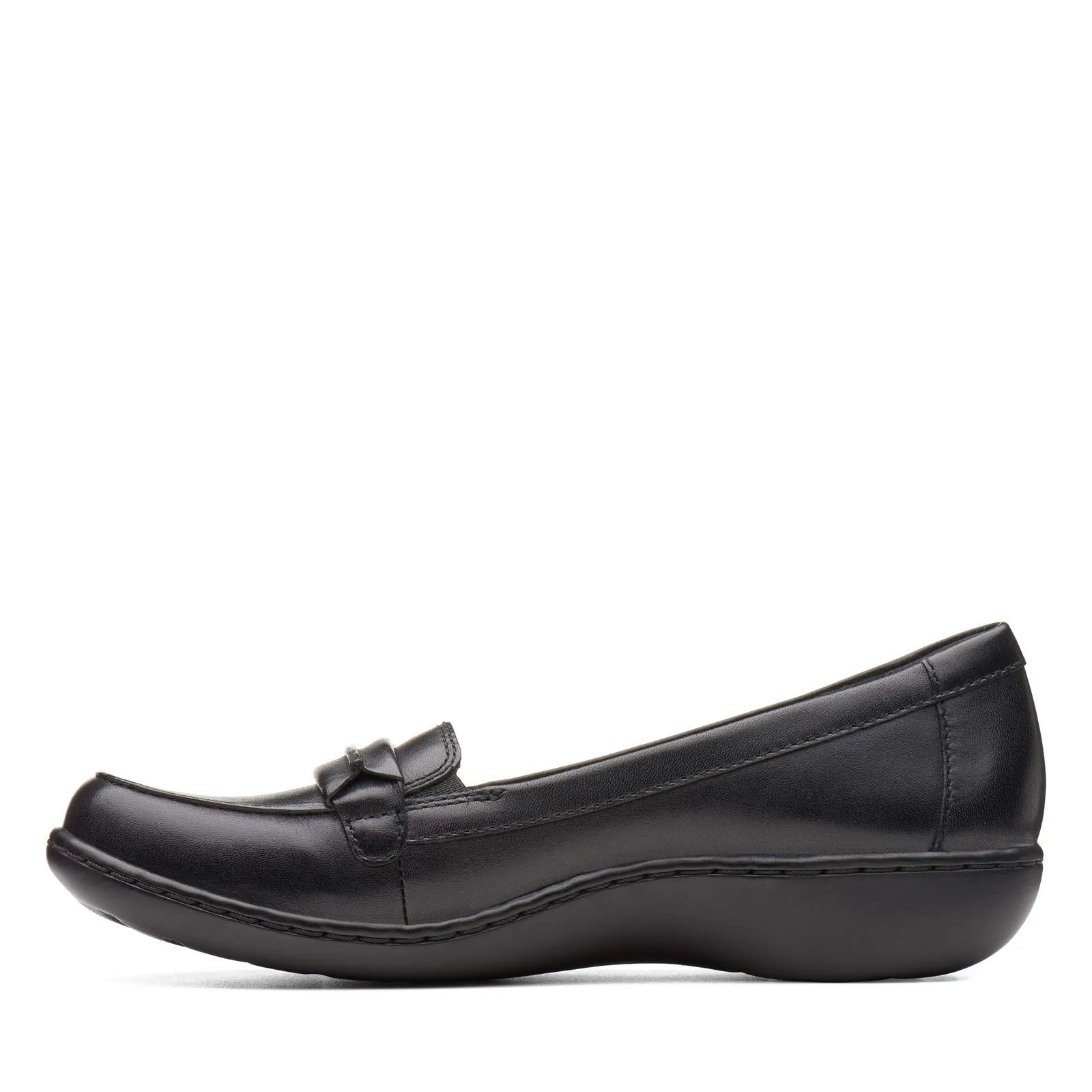 Clarks Women's Ashland Lily Loafer, Black Leather, 9.5 Narrow