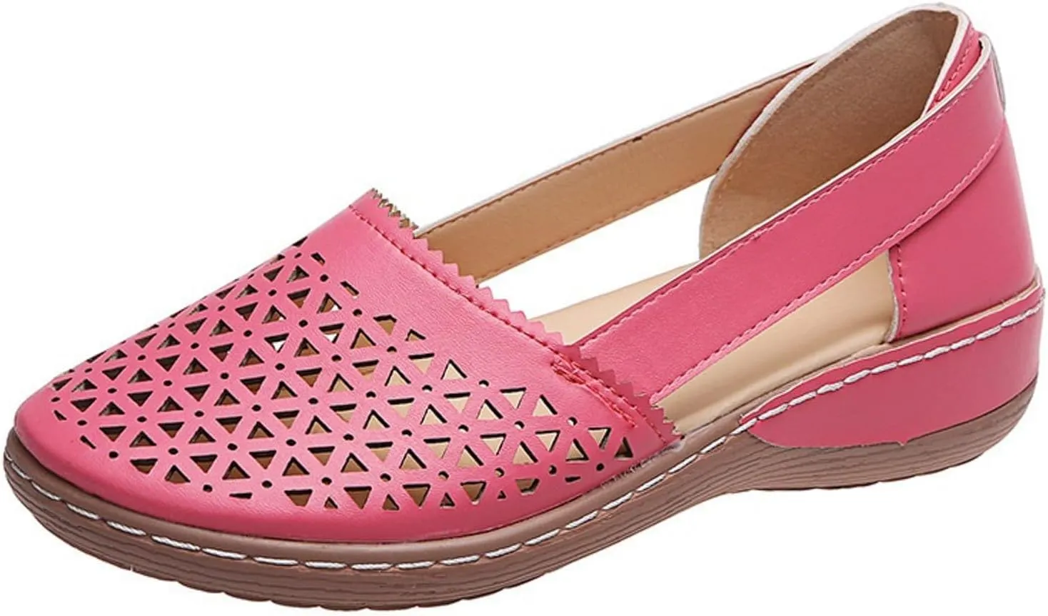 Closed Toe Sandals For Women Dressy Summer 2025,Orthopedic Breathable Soft Sole Loafers Comfort Hollow Flats Casual Sandal Slip-On Comfortable Flat Walking Wide Width Cute Outdoor Shoes